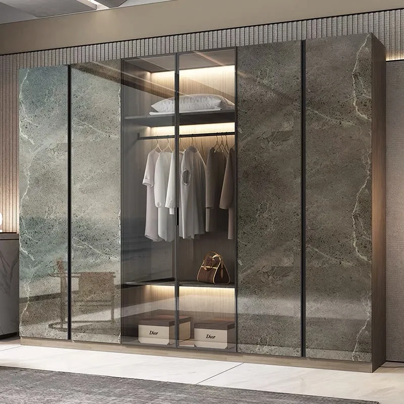 

Luxury Modern Simple Wardrobes Cloakroom Nordic Glass Door Cabinet Closet Bedroom Assembly 2025 Guarda Roupas Bedroom Furniture