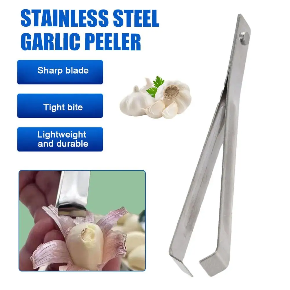 2pcs Fish Bone Tweezers Stainless Steel Flat Slant Tongs Pliers Bone Removal Tool Garlic Peeler For Cooking Garlic Vegetabl L7E0