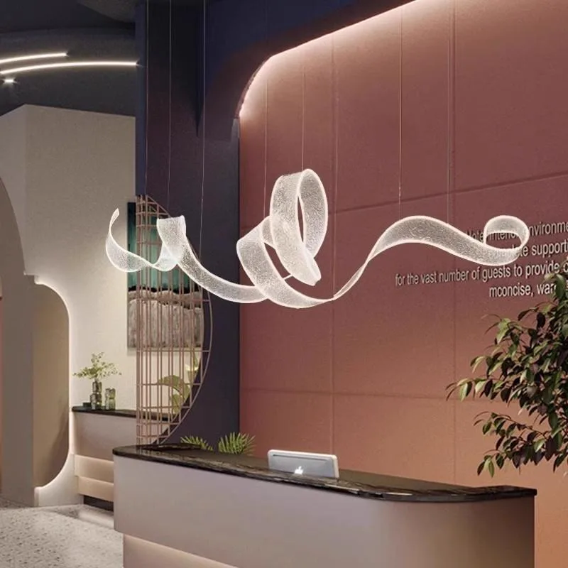 Acrylic ribbon pendant light restaurant light hotel cashier front desk tea room pendant light - Image 3