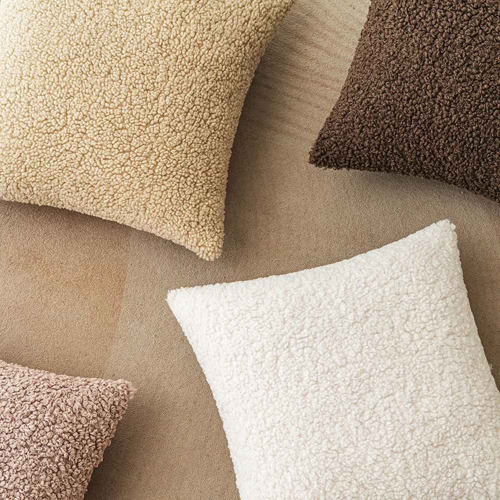 Inyahome Cozy Fluffy Pack of 1/2 Mohair Luxury Throw Pillow Covers Farmhouse Boho Cushion Case for Sofa Couch Home Decor White 4