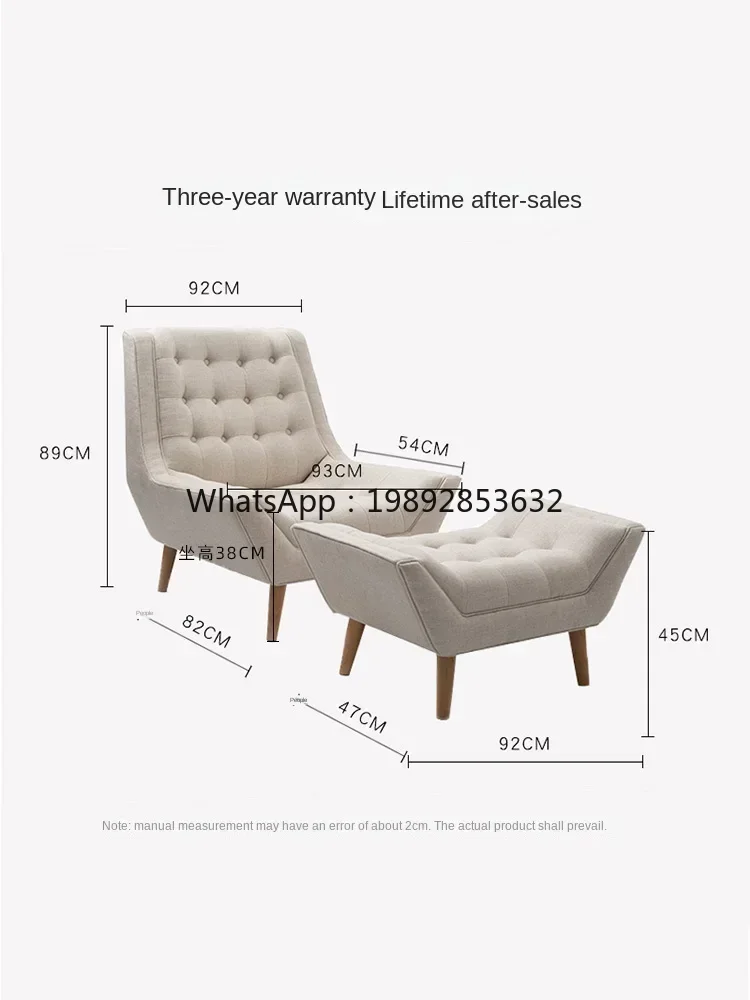 A2-7   Nordic Single Sofa Simple Living Room High Back Head Recliner Combination Cotton and Linen Fabric