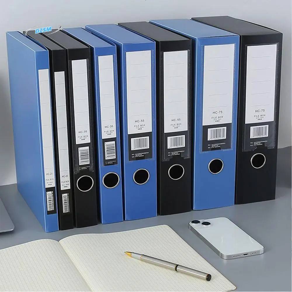 

File Organizer Black Blue A4 File Folder Dustproof Thickened Paper Storage Box PP Plastic Document Case Archives