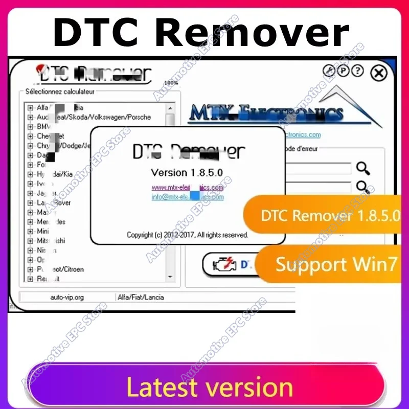 Newest DTC Remover 1.8.5.0 For KESS KTAG FGTECH OBD2 Software MTX DTC Remover 1.8.5 Keygen Full Unlimited Software for Window 7