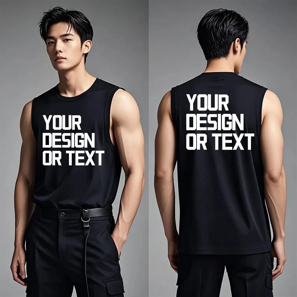 Summer New Men's Sports Tank Top Logo Customized Printed Gym Tank Top Jogger Sleeveless Shirt Breathable Training Clothes