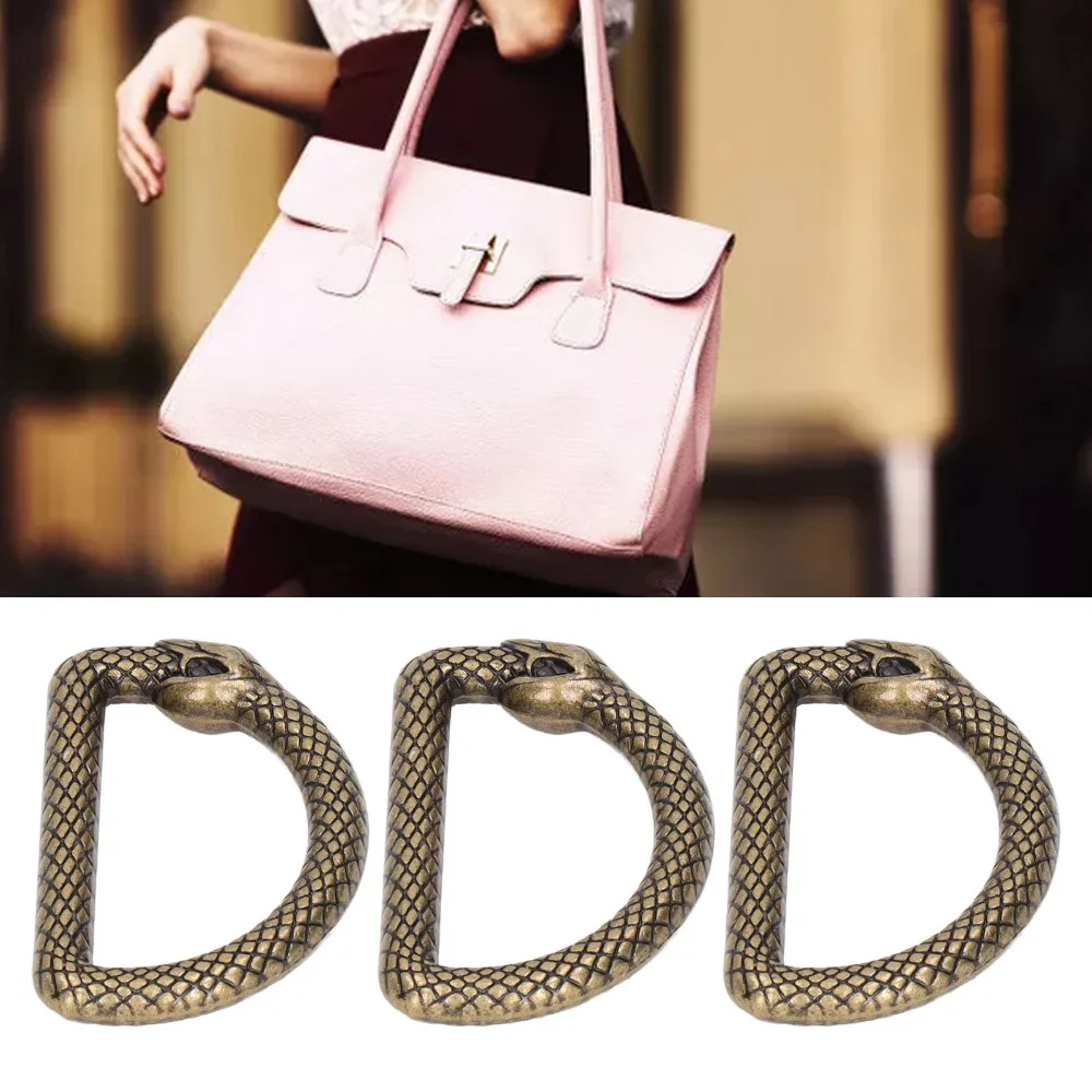 20pcs Sturdy Zinc Alloy Metal D Rings Snake Pattern Metal D Rings Buckle Multi Purpose Buckles DIY Belts