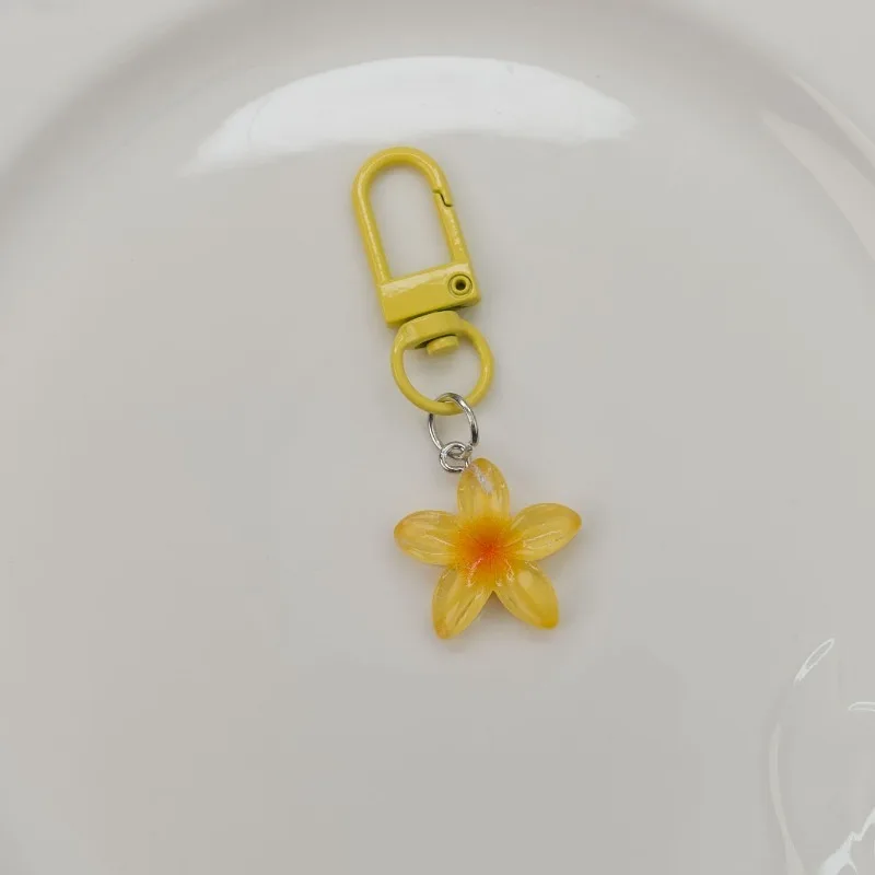 Cute Flower Keychains for Women Floral Key Chains Bag Pendant Resin DIY Keyring Jewelry Earphone Decoration Girl Gift image 3