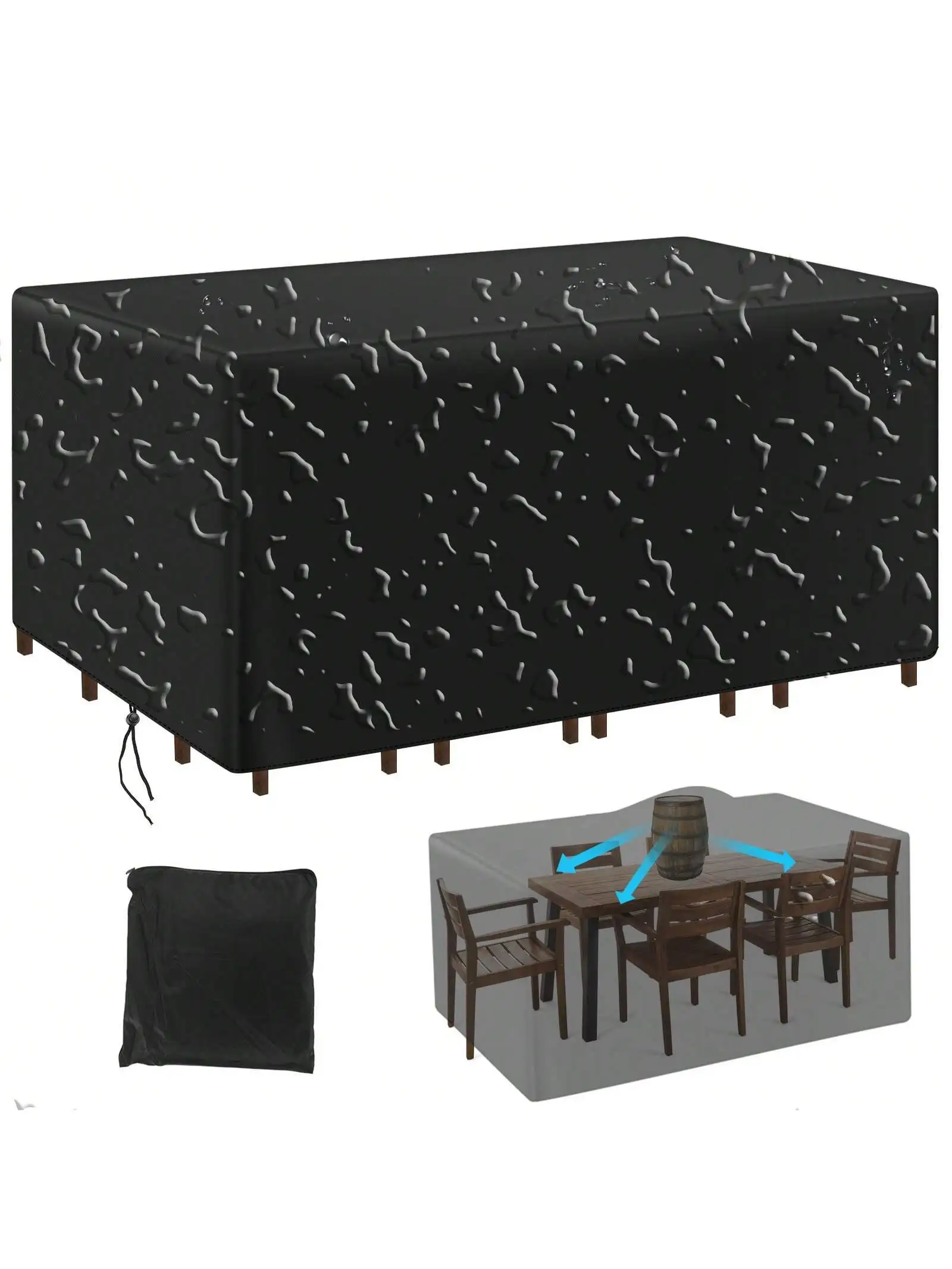 Multi-Size Outdoor Patio Garden Furniture Waterproof Dust Cover for Chairs, Sofas and Tables Black Cover