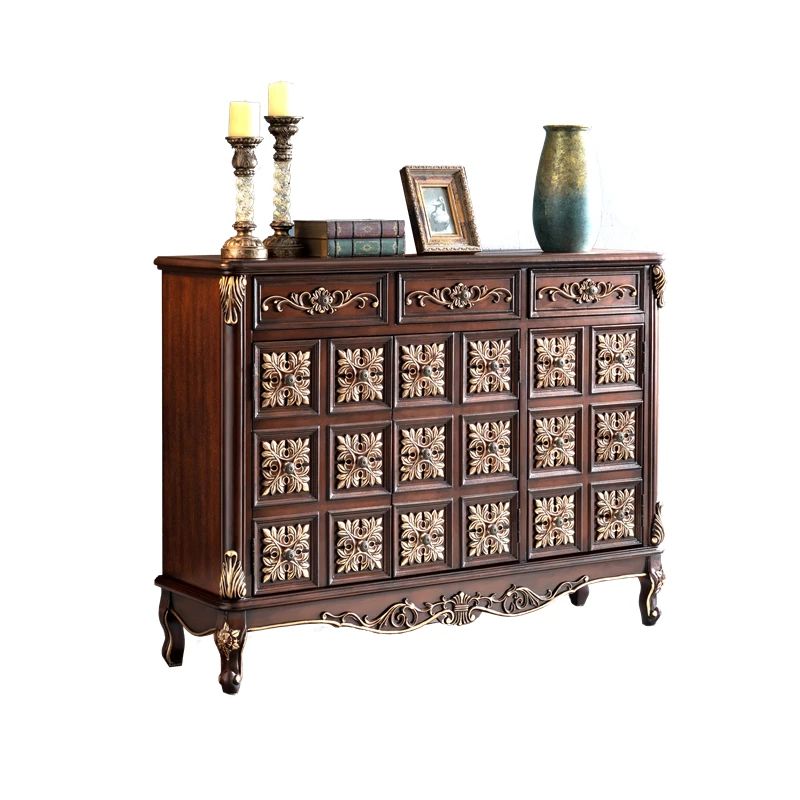 

European shoe cabinet, solid wood American entry door entrance cabinet, storage side cabinet, painted two or three door cabinets