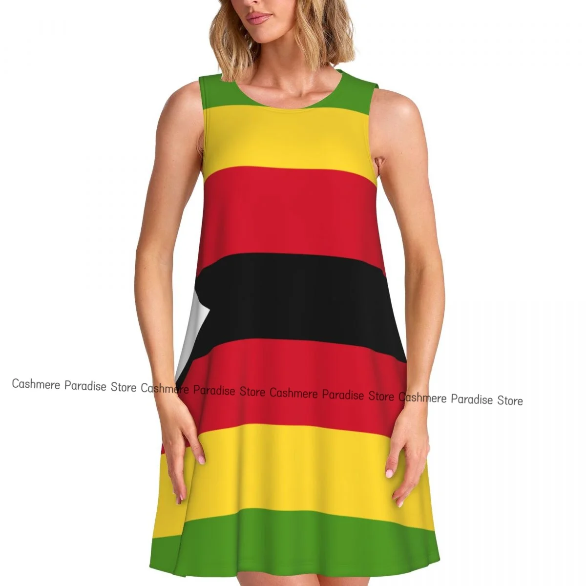 Damen Kleid Simbabwe Flagge Sommer Casual T-Shirt Kleider Strand Cover Up Tank Kleid