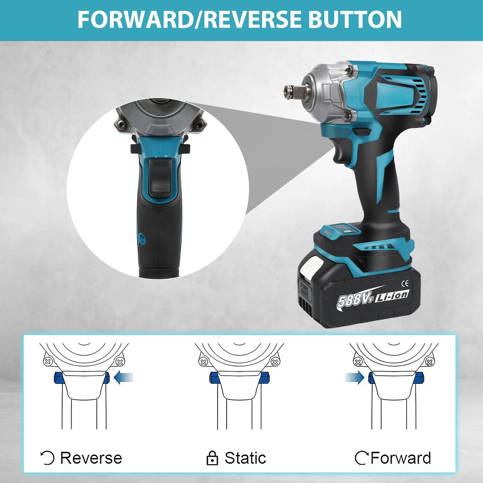 1200N.M Drehmoment Bürstenlosen Elektrischen Schlagschrauber 1/2 Zoll Cordless Elektrische Schlüssel Schraubendreher Werkzeuge Für Makita 18V Batterie Pins – Detail 10