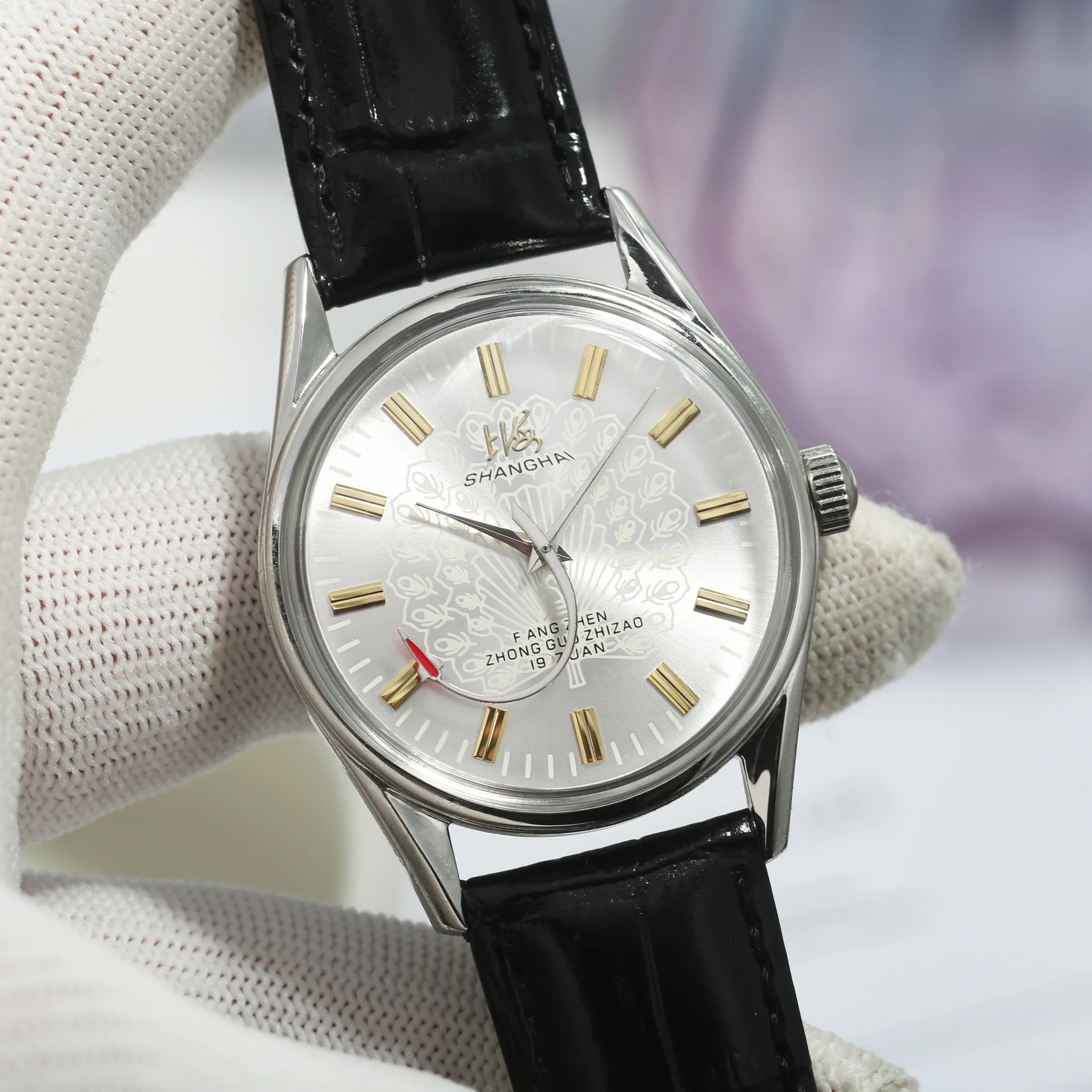 Shanghai Mechanical Watch Men's Manual Winding Watch 7120 Movement 38MM Stainless Steel Waterproof Men's Gift