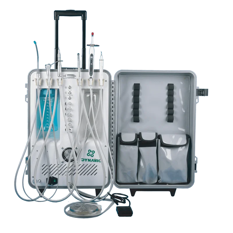 Dynamic DU893 Mobile Cart Dental Turbine Unit with Curing Light, Scaler and Built-in Compressor