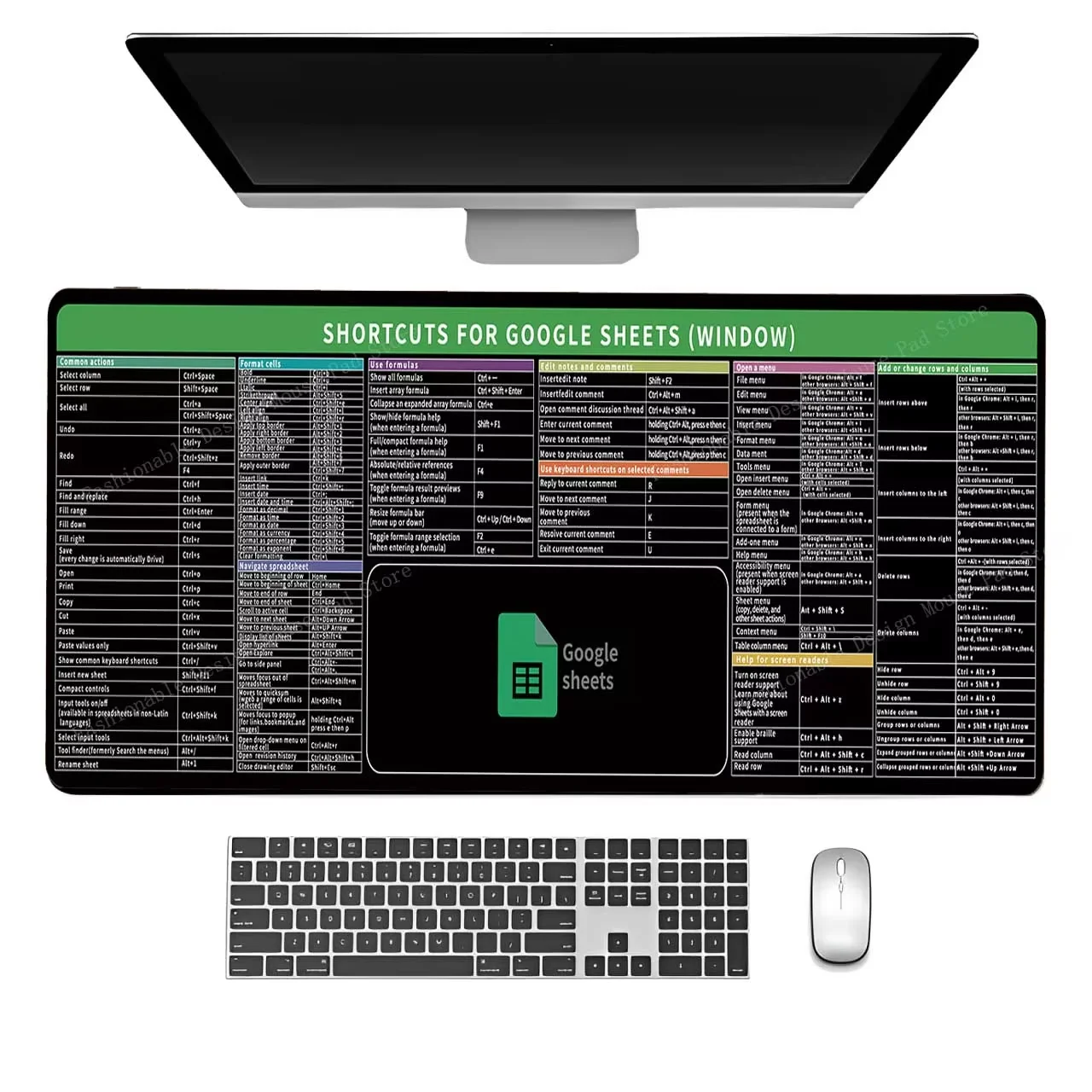 اختصارات لـ Google Sheets Windows Office Mouse Pad Shortcut Keys Desk Mat Cheat Sheet Mousepad Office Users Software Desk Pad #2