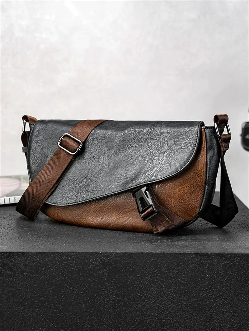 Luxury Brand Fashion Men's Shoulder Portable Leather Handbag Business Briefcase Large Capacity Travel Messenger Side Bag for Men