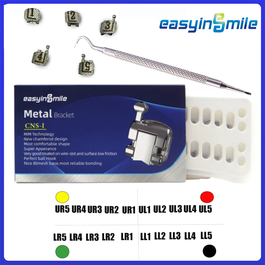 

Easyinsmile Dental Material Orhto Bracket Metal Self Ligating Roth / MBT 345 Slot .022 Mini Braces