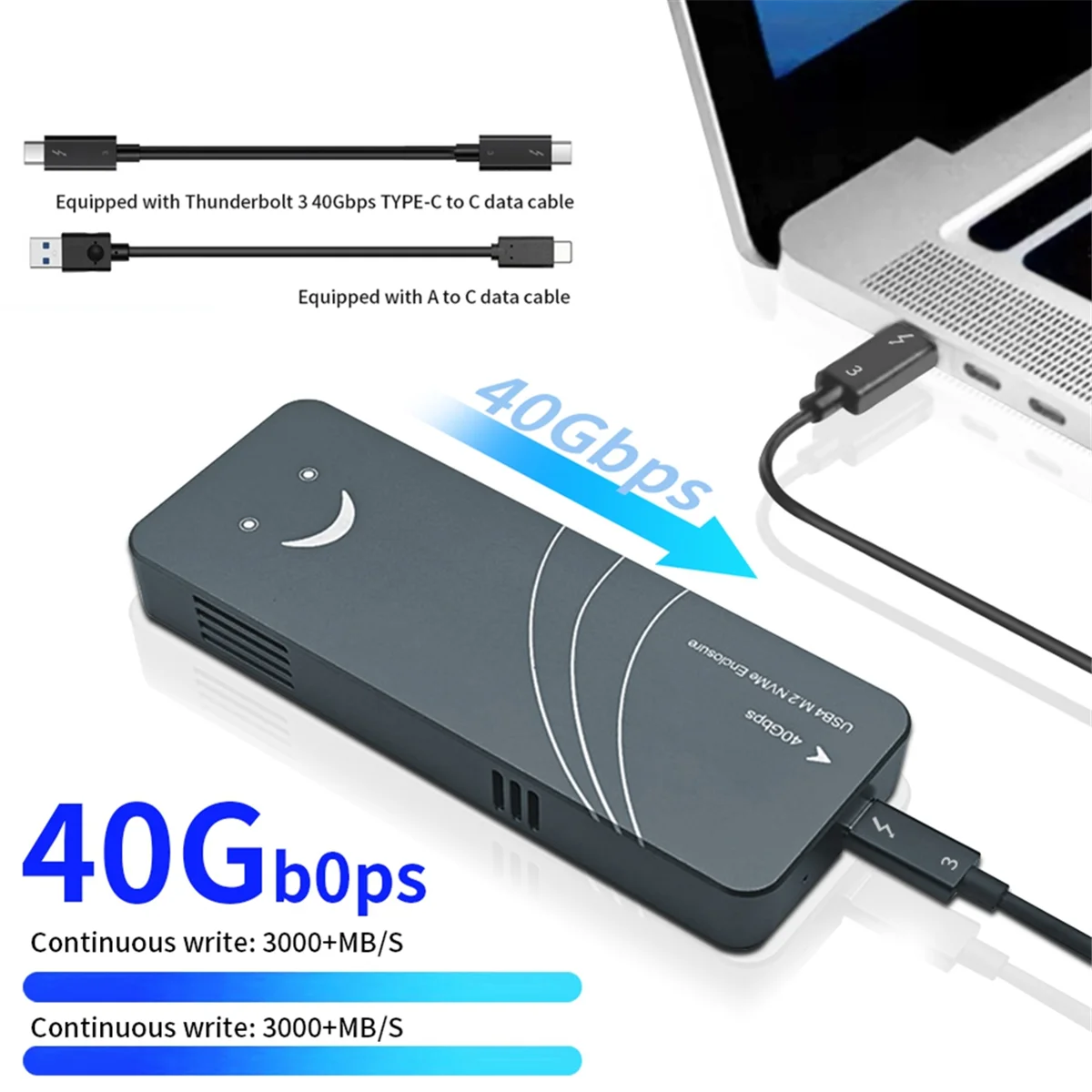 USB 4.0 SSD M2 NVME HDD Enclosure 40Gbps 4TB M-Key B+M-Key Aluminum NVME External Case Support M.2 NVME 2280 Hard Disk