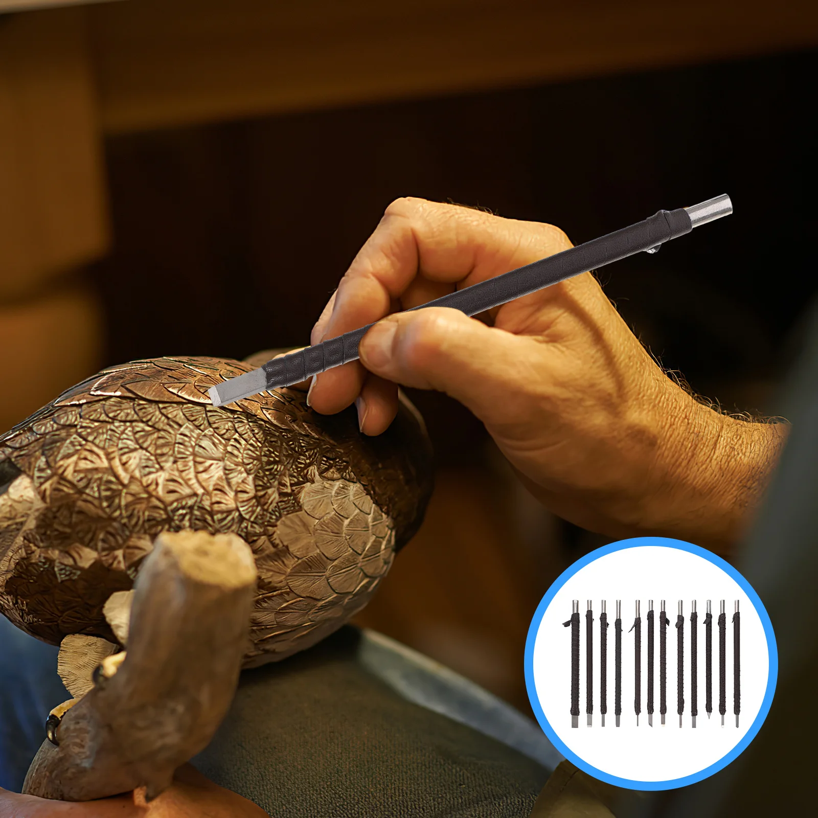 

12Pcs Wood Carving Tools Set with Storage Bag Professional Carving Knives Kit for DIY Woodworking Sculpture and Angle Detailing