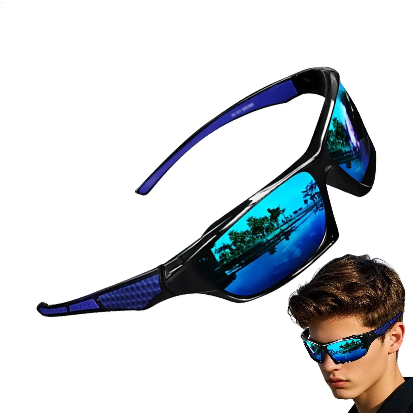 Herren-Sonnenbrille, leichte Sonnenbrille, polarisierte Sonnenbrille, bequeme, leichte Rahmen-Sportbrille zum Fahren, Angeln – Detail 2