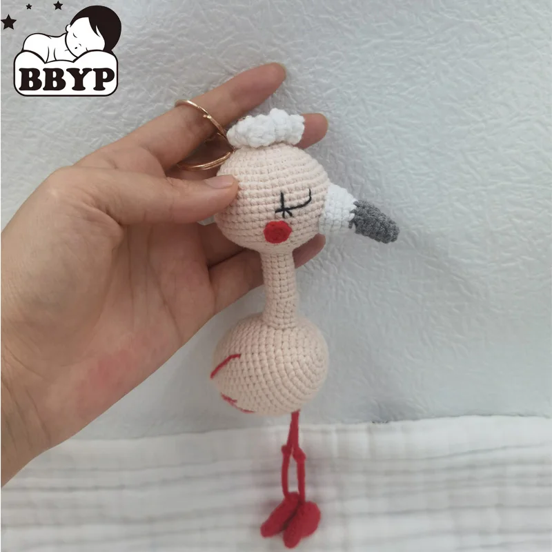 Kawaii Crochet Keychain Cute Cartoon Animal Stuffed Toy Flamingo Doll Bag Charm With Hook Pendant Key Chain Accessories Friends