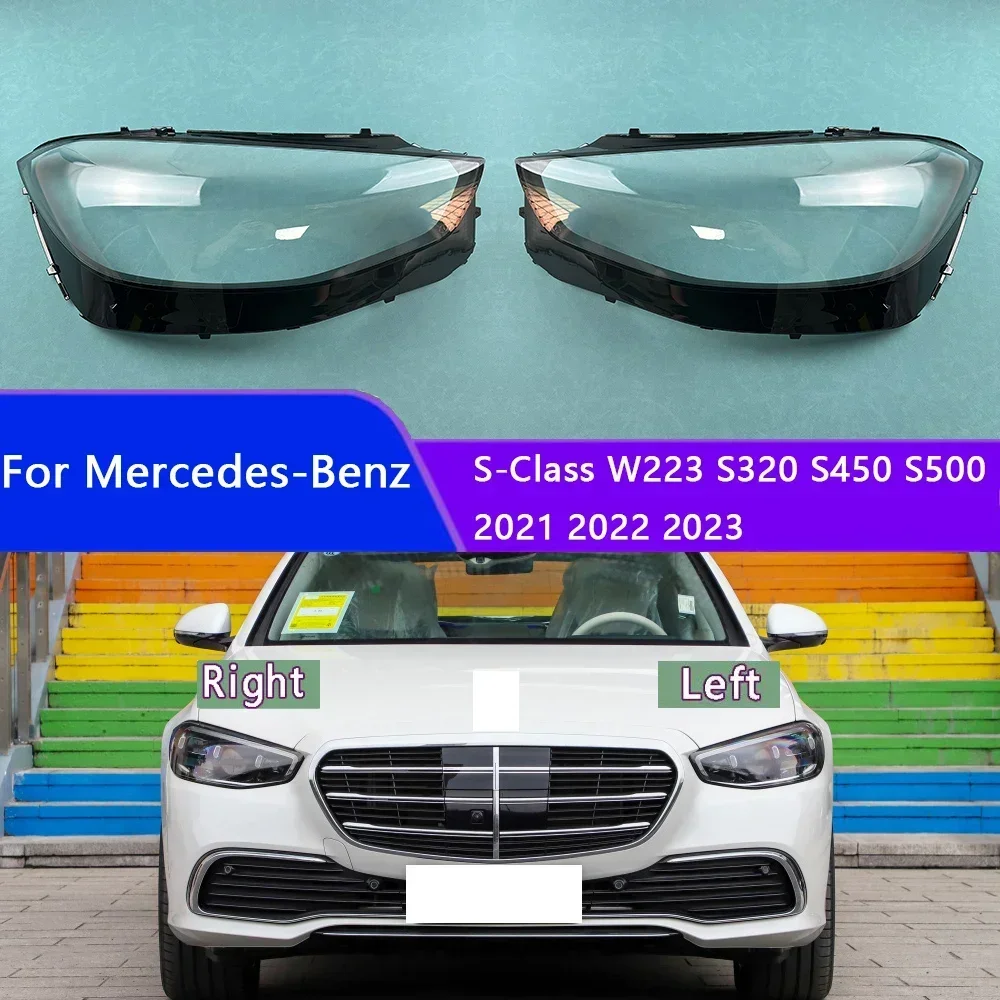 

For Mercedes-Benz S-Class W223 S320 S450 S500 2021 2022 2023 Car Front Headlight Cover Lampshade Lampcover Caps Headlamp Shell