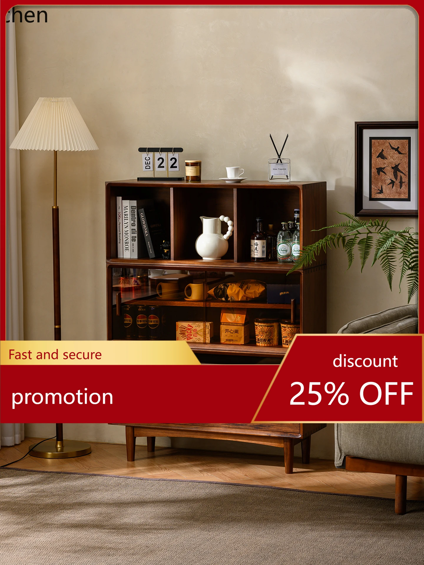 HT Solid Wood Display Shelf Multi-layer Storage Display Multi-treasure Cabinet Study Room Books Calligraphy
