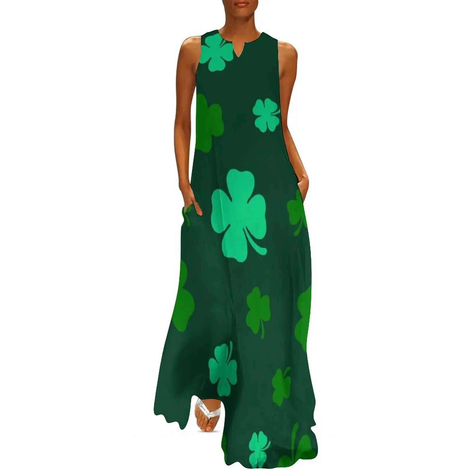 

St. Patrick’s Day Four Leaf Clover Pattern Long Dress women formal occasion dresses evening dress woman