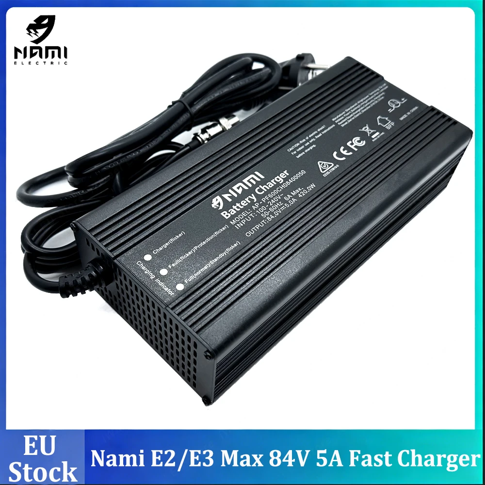 Cargador Rápido Original Nami E3 Max 84V 5A para Nami E2 Max 84V 5A, Pieza de Repuesto para Scooter Eléctrico, Stock de la UE