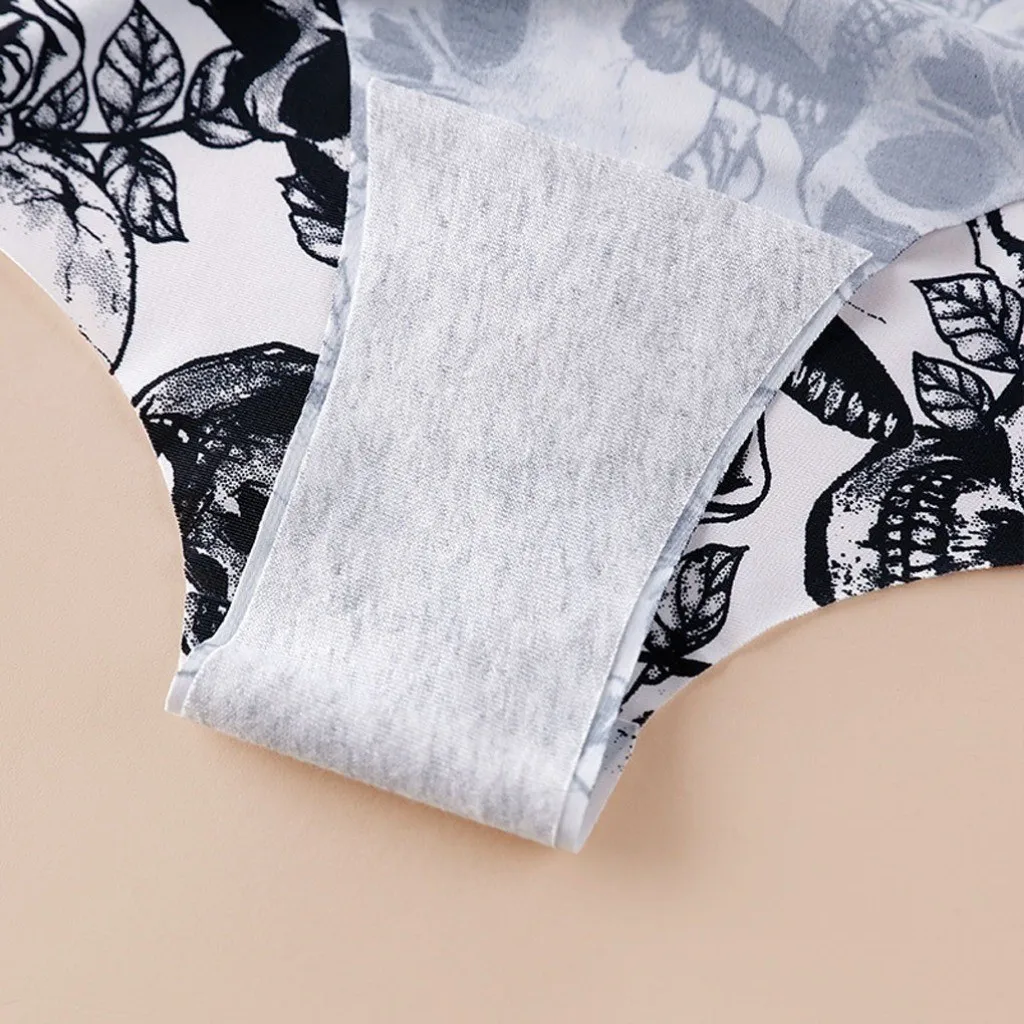 3PCS Printed Ice Silk Seamless Panties Mid-waist Sports Yoga Fitness Invisible Underwear for Women panty S-XL