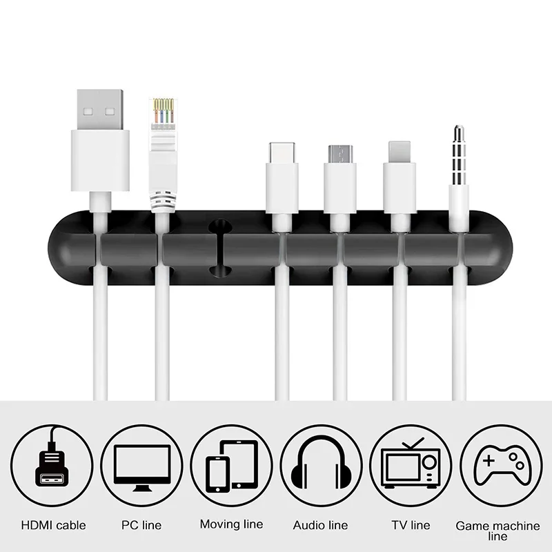 5/7. Kẹp Cáp Cuốn Gọn Để Bàn Tự Dính Cáp Sạc USB Giá Đỡ Dây Quấn Dây Bàn Người Tổ Chức Vật Dụng Văn Phòng