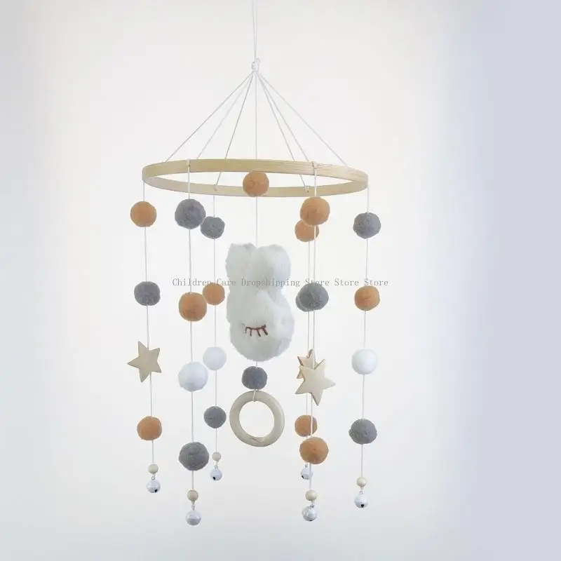 Bed Ornament Toy Wooden Hanging Rattle Crib Mobile Toy Baby Stroller Decoration