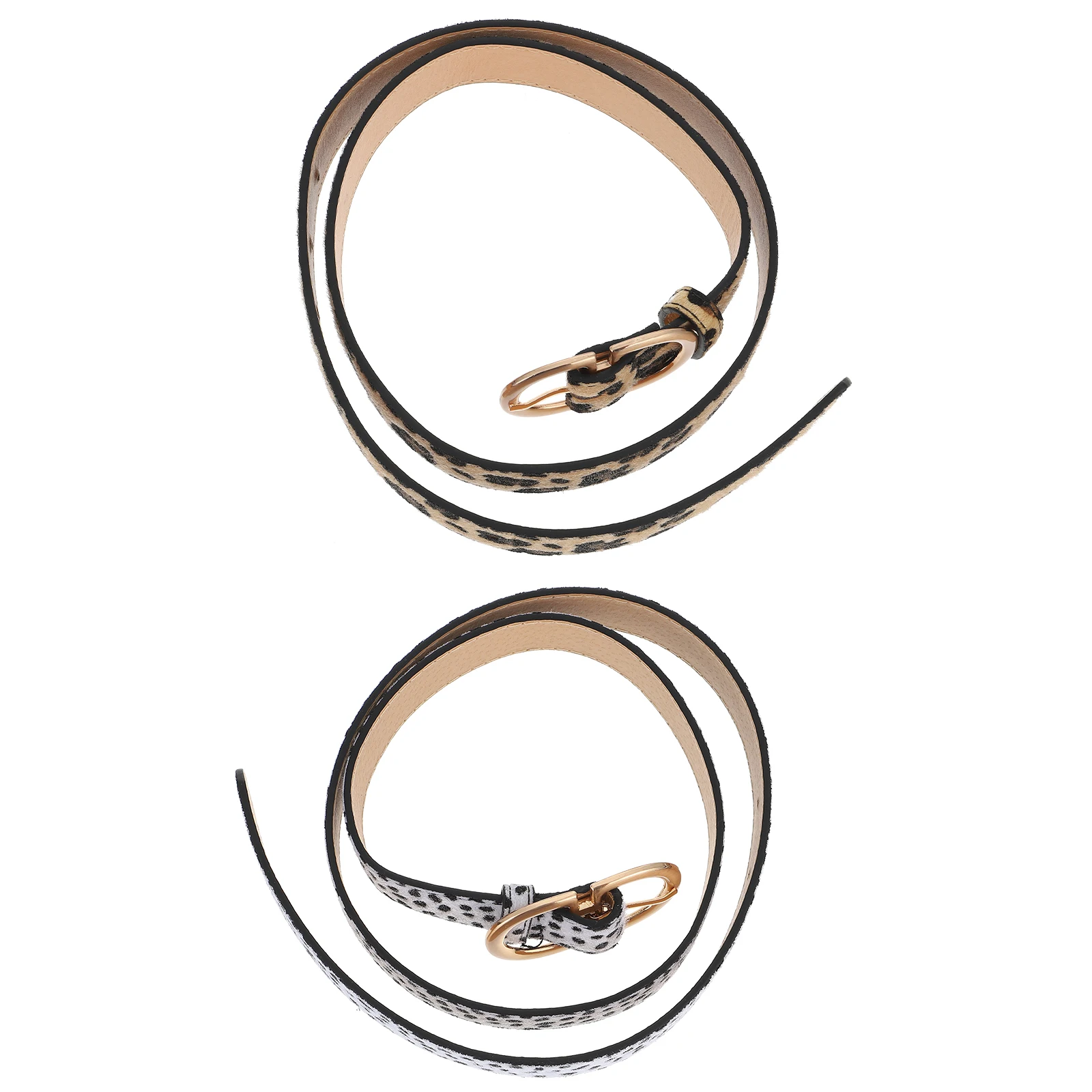 

2Pcs Women Belt Dress Jeans Waist Leopard Female Metal Adjustable PU Belts for Daily Party Fashion Accessories
