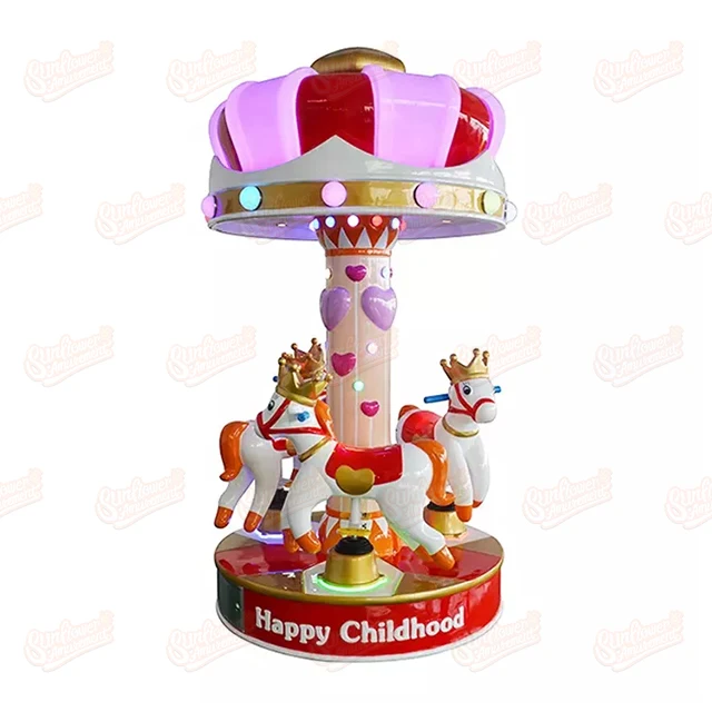 Amusement Park  Luxury Happy Childhood Carousel Kiddie Ride 3 People Child Coin Operated Carousel Horse Machine