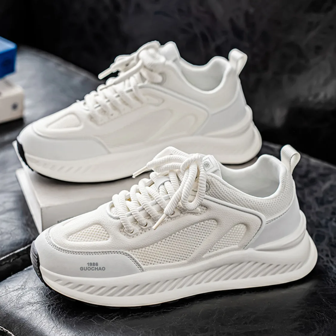 Men's Running Shoes 2026 New Breathable Hollow Out Mesh Casual Heightening Sports Sneakers Trendy Lightweight Versatile Footwear