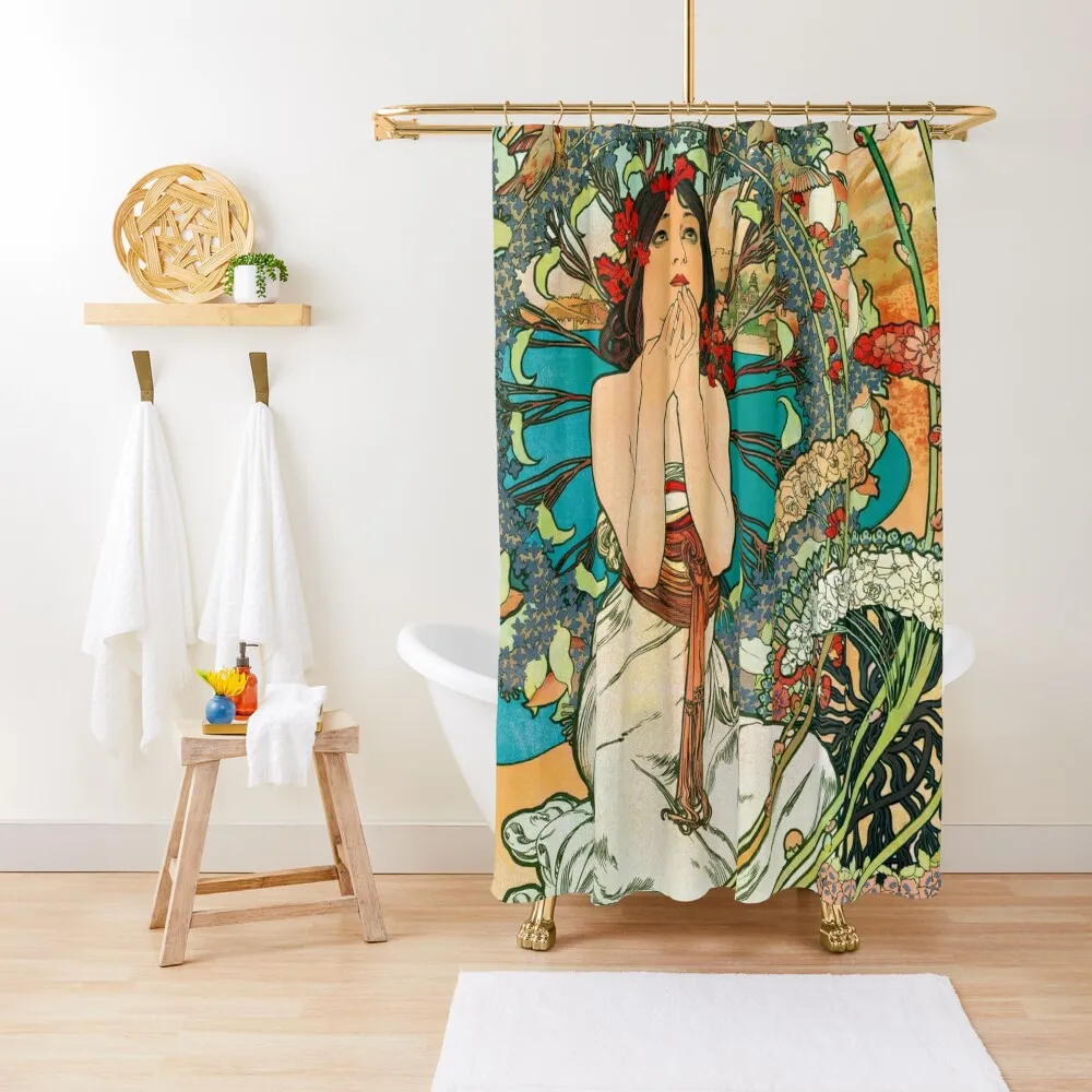 

Monaco Monte Carlo Vintage Travel Poster Restored 1897 Shower Curtain Shower Set Modern Bathroom Accessories Curtain