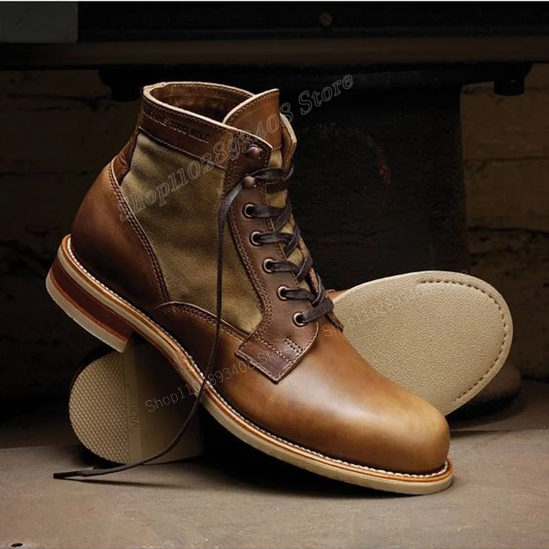 Botas de estilo británico para hombre y Mujer, zapatos planos de alta calidad con cordones y punta redonda, colores mezclados, 2023