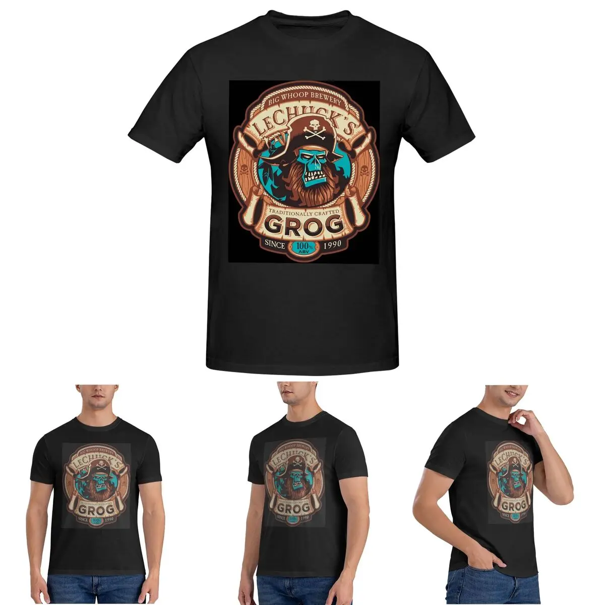 

LeChuck's Grog - Craft Beer - Monkey Island T-Shirt for Men Cotton T Shirts Men's Tees Short O-Neck Summer Clothes Tops S-6XL