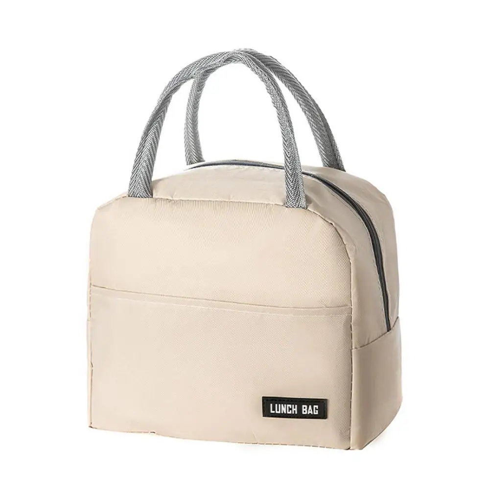 Neue tragbare Lunchbox-Tasche, einfarbig, verdickte Thermoisolierungstasche, isolierte Bento-Tasche, Schule, Arbeit, Lunch-Tasche mit Mahlzeitentasche – Detail 1
