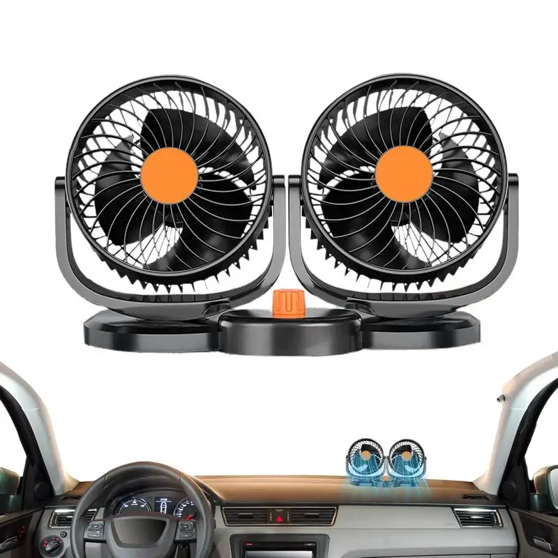 Double Head Fan Adjustable Auto Cooler Air Cooler Double Headed Car Fan  Air Circulator For Vehicles Auto Interior Accessories