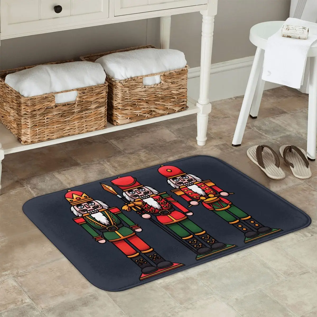 Cartoon Nutcracker Christmas Anti-slip Doormat Floor Mat Durable Carpet Rug for Kitchen Entrance Home Bedroom Footpad Mats