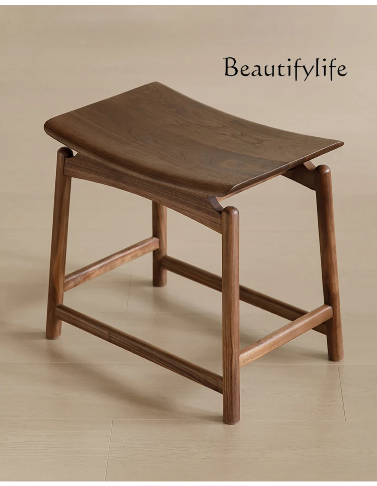 North American Black Walnut Solid Wood Square Stool Bench Chair Saddle Stool Low Stool Small Apartment Log