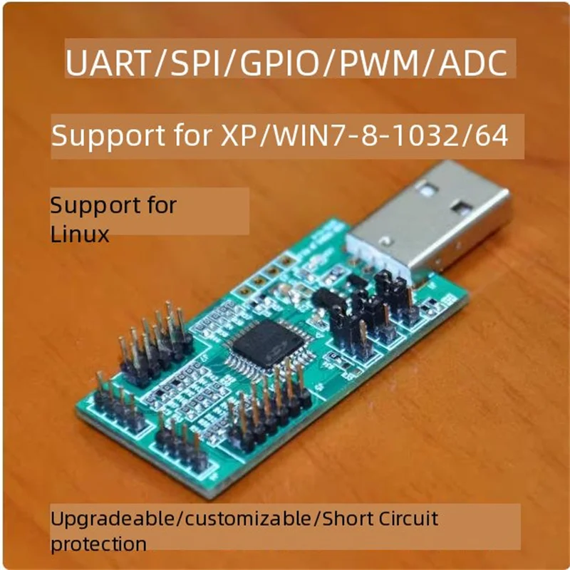 USB to UART I2C SPI Adapter with 4 ADC 4 PWM 8 Digital IO nRF2401 Testing Software for Electronics Component Communication