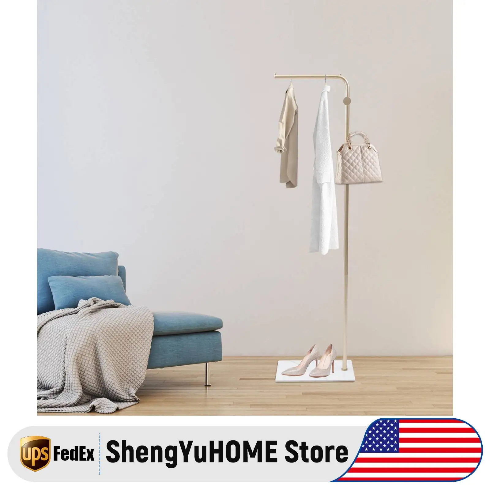 

Coat Rack Stand, 67 Inch Tall Coat Rack, Free Standing Clothing Hanging Organizer for Long Dresses Coats, Home Entryway Bedroom
