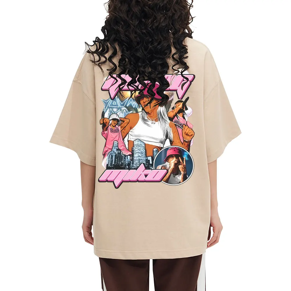 

Rapper Young Miko Double Sided Print T Shirts Men Women Hip Hop Fashion Oversized T-shirts Unisex Casual Cotton Vintage T-shirt