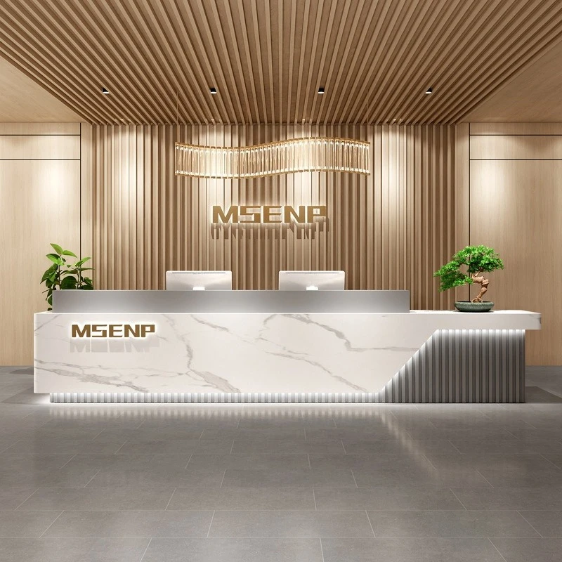 Company Front Desk Hotel Lobby Reception Desk Baking Paint Sales Department Consultation Table Counter Simple Modern Checkout Pa