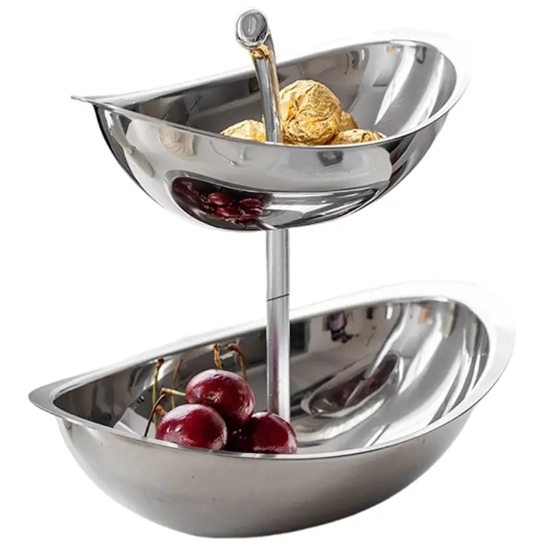 ABLJ Aihem Stainless Steel Oval Fruit Tray-Elegant Snack& For Tea Table And Living Room Placement For Pastry Plate