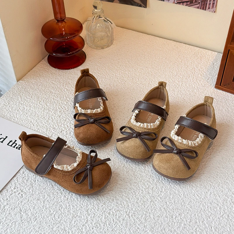 

Детская кожаная школьная обувь, весенне-осенние милые туфли на плоской подошве для девочек, элегантные детские модные повседневные туфли Мэри Джейн с бантом принцессы