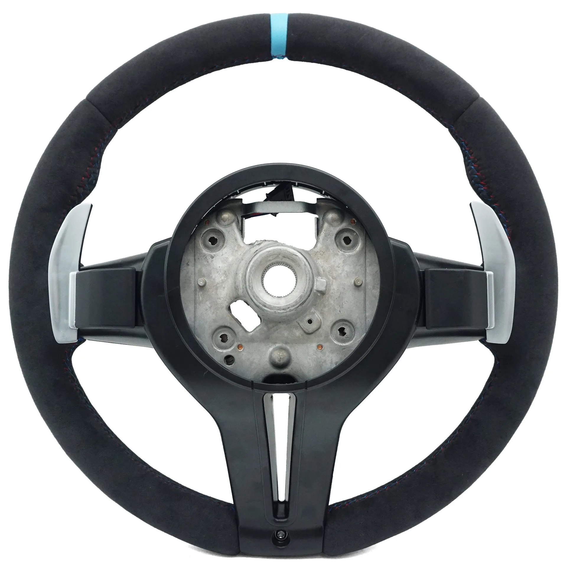 Suitable for BMW Thong Full Hair Three-Color Line with Light Blue Correction Standard Steering Wheel, No Airbag Three Series