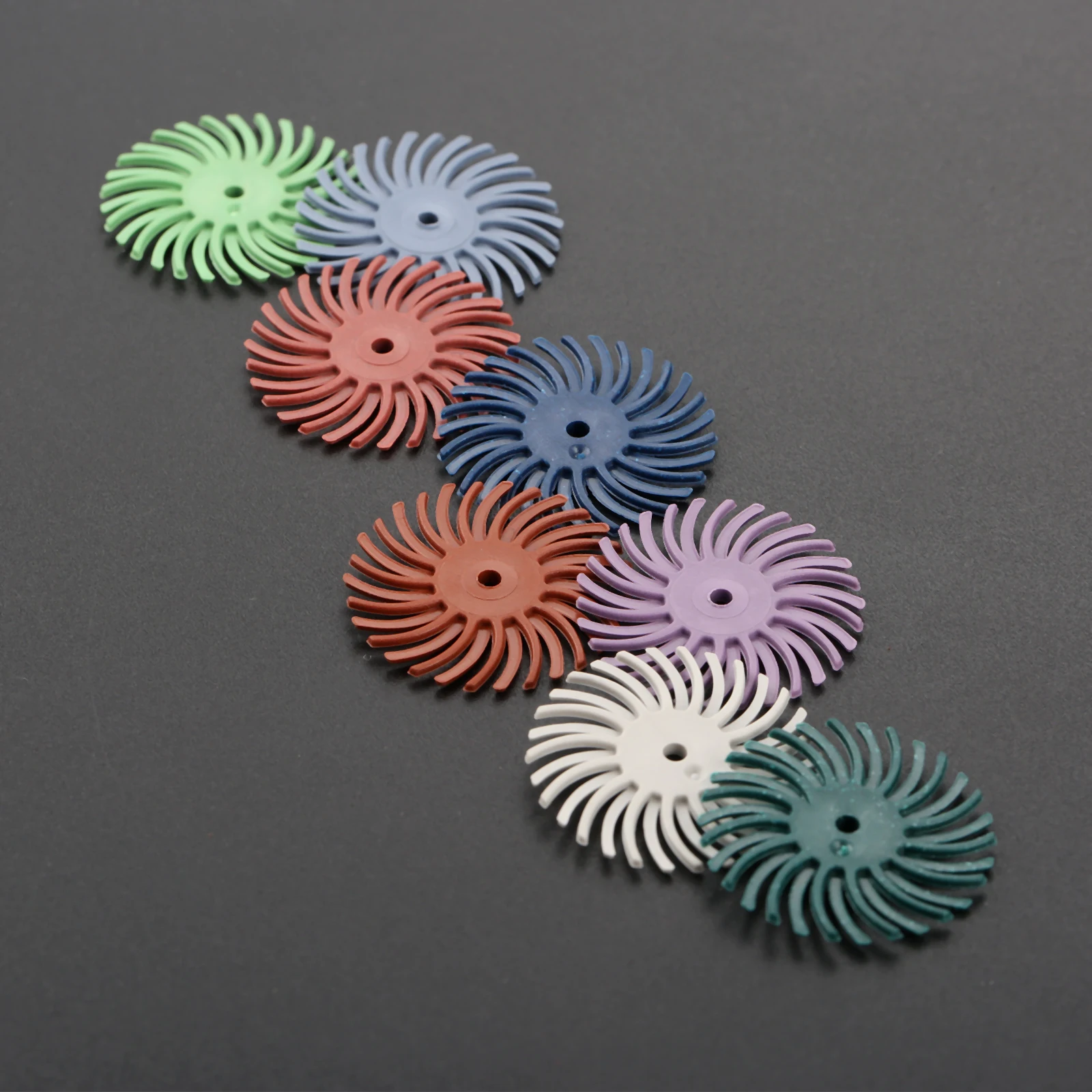 12ชิ้น/เซ็ต Radial Bristle Disc รายละเอียดขัดแปรง W/1.38นิ้วขัด Mandrel สำหรับโรตารี่เครื่องมือทำความสะอาดขัด Buffing ล้อ