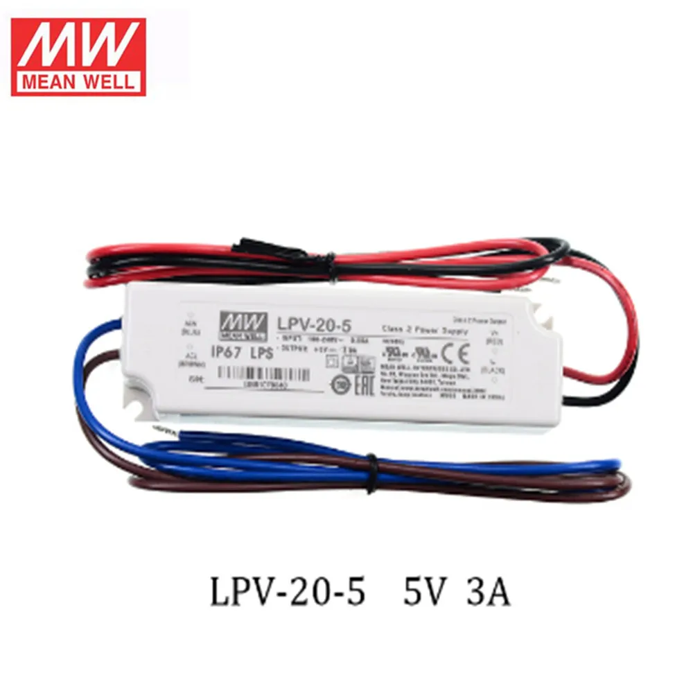 Imagem -02 - Plástico Impermeável Conduziu o Motorista Ip67 ac dc Meanwell da Tensão Constante da Fonte de Alimentação Lpv20 20w 5v 12v 15v 24v o