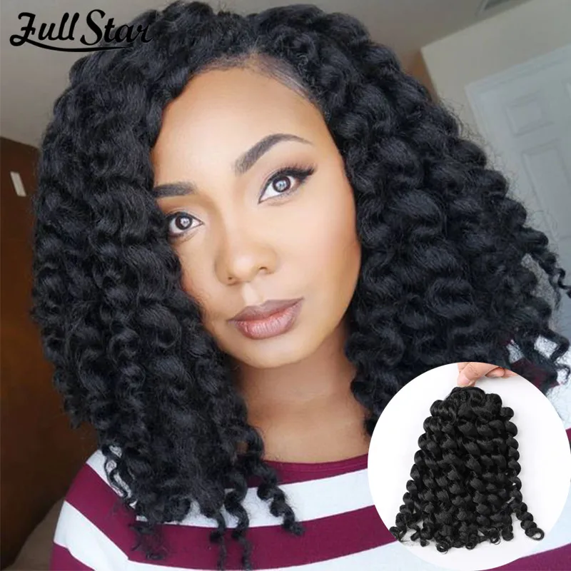 

Full Star 8'' Jumpy Wand Curl Crochet Braids Synthetic Brown Black Blonde Ombre Braiding Crochet Hair Extension for Black Women